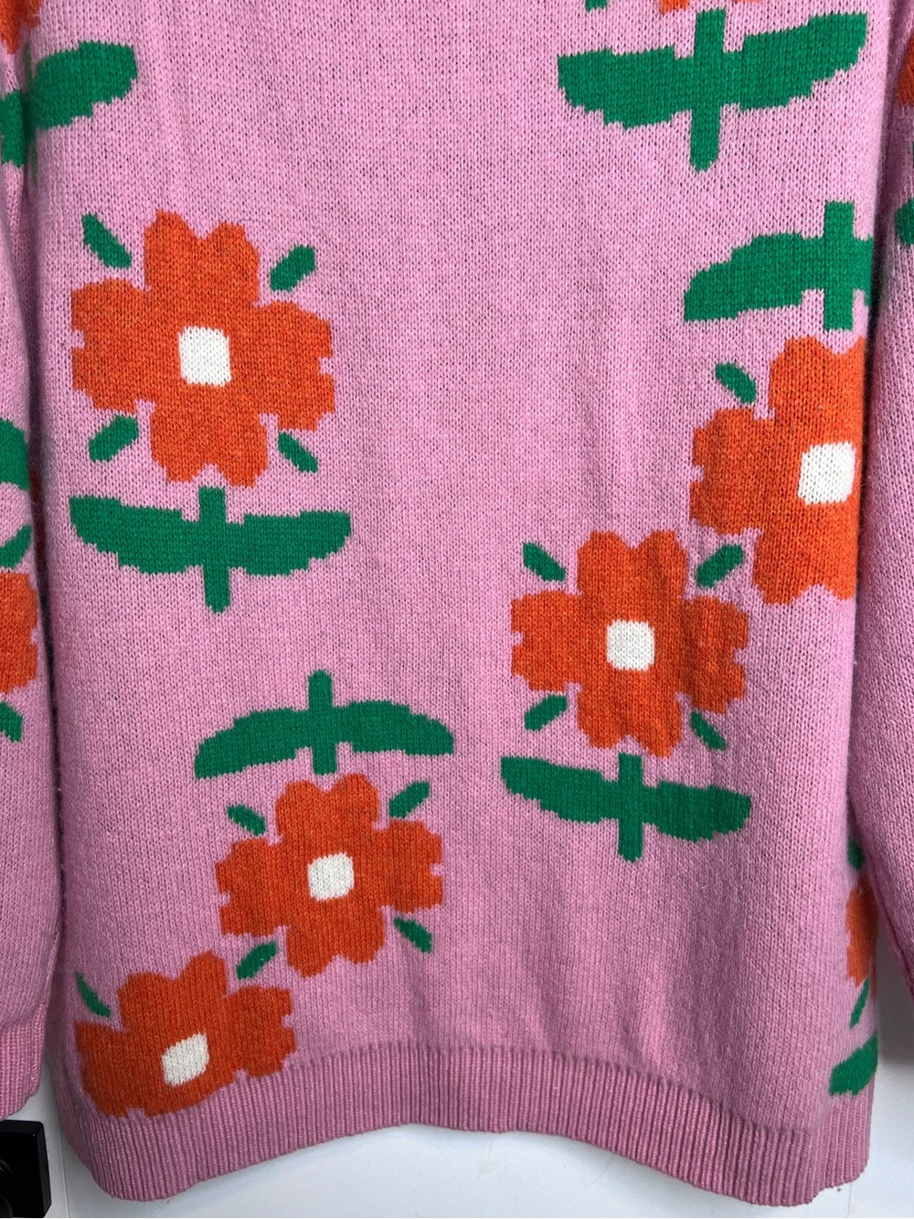 Maison Me Ladies Ashley Pink Floral Wool Blend Knit Cardigan Jacket. Size Large. - Picture 8 of 12
